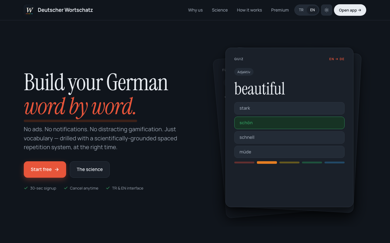 Deutscher Wortschatz landing page